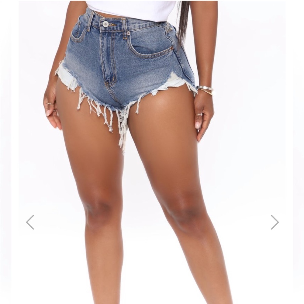 margo fray hem denim shorts